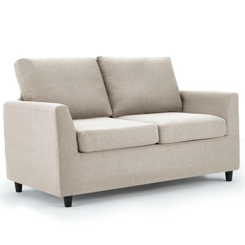 UNIONLINE Sofa 2 Sitzer, kleine Sofa mit schlaffunktion und abnehmbaren Sofabezügen, modernes Doppelsitz Loungesofa Loveseat Couch für Wohnzimmer/Schlafzimmer, Weiß