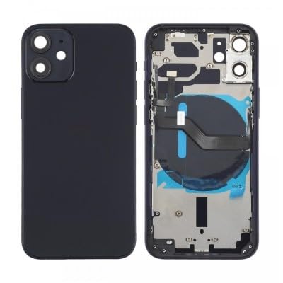 Image of (SPARECARE) Black Glass Back Panel for iPhone 12 - Full Body Housing Replacement with Side Keys, SIM Tray, and Camera Lens