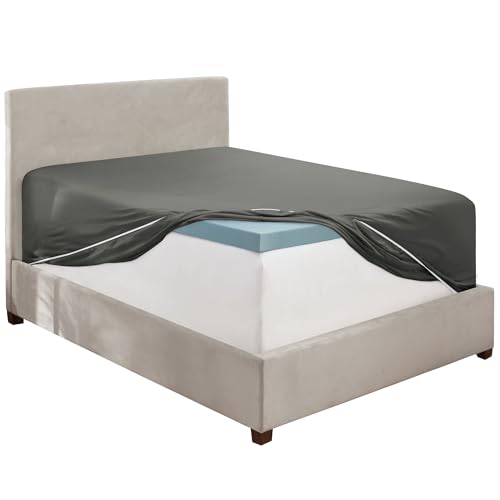 Image of Hearth & Harbor Extra Deep Pocket Full Fitted Sheet - Fits 18 to 24 Inch Mattress - Ultra Soft 1800 Microfiber, Wrinkle-Free & Breathable - Hotel Luxury Fitted Sheet Only, Dark Grey