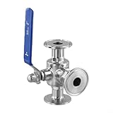 HomeVortex 3-Wege-Sanitär-Kugelhahn T-Port Edelstahl Tri-Klemmverbindung für Lebensmittel Getränke Milchverarbeitung Brauerei Ausrüstung 3/4 Zoll 1 Zoll (A)