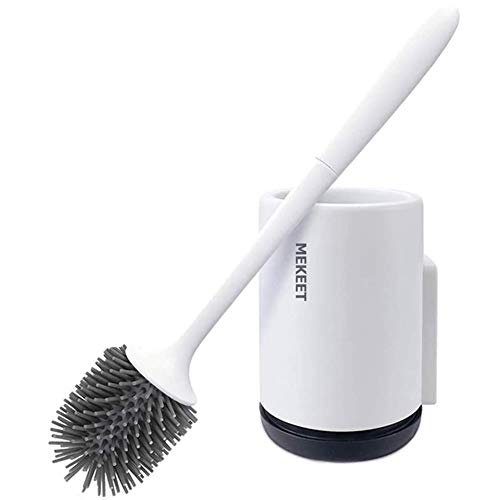 Best Cyber Monday 🔥 MEKEET Toilet Brush with Holder Set Soft Silicone Bristle Toilet Bowl Brush Compact Toilet Brush for Bathroom Cleaning Upgrade 2020 - Wall Mounted