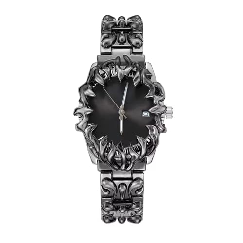 Image of Gothic Watch for Men - Crimson Eclipse, Sunburst Dial Stainless Steel Designer Wrist Watch, Stylish Fashion Watch