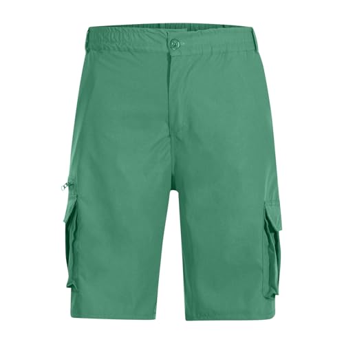 Image of Men Cargo Shorts Elastic Waist Outdoor Casual Shorts Stretch Drawstring Summer Baggy Joggers Short with Pockets