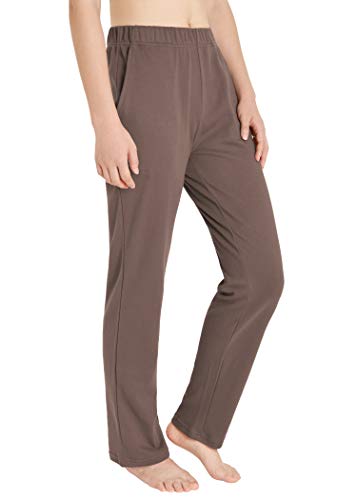 Weintee Women's Cotton Sweatpants Knit Pants With Pockets 2X Chocolate #TOP1
