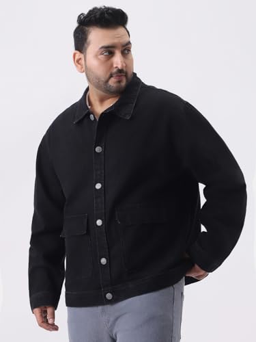 Image of Urbano Plus Men's Relaxed Fit Full Sleeve Utility Denim Jacket