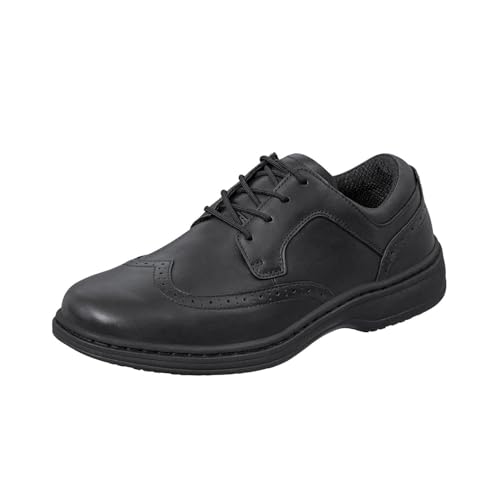 Orthofeet Men's Orthopedic Black Leather Moreno Dress Shoe, Size 10 Wide