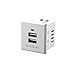 5V 2.1A Dual USB Power Socket Embedded Dual USB Desktop Receptacle DC Charging Power Panel Module Outlet Flameresistant Material (White)