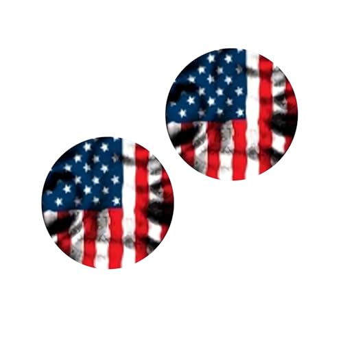 Image of 2 PCS Car Beast Eyes Decals, 3D Stereo Beast Eyes Stickers, Water-Proof Round Light Decal, Cool Beast Eyes Light Decoration Stickers, Suitable for Wrangler and Most Cars (Flag)