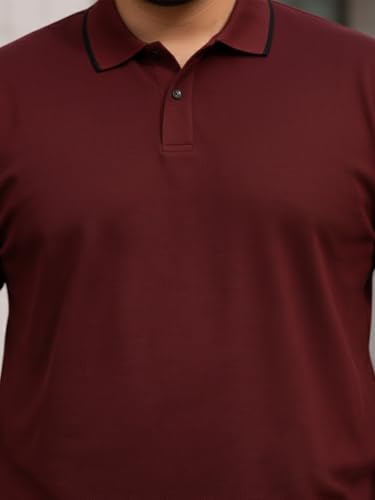 Image of Veirdo Men's Classic Fit Plus Size Polo T-Shirt, Half Sleeve, Stylish Cotton Tee, Formal & Casual Wear, Comfortable & Durable (3XL-5XL)