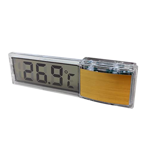 Cabilock LED Aquarium Thermometer Sucker Type Measuring Tool for Fish Tank Easy to Read Temperature Gauge Golden