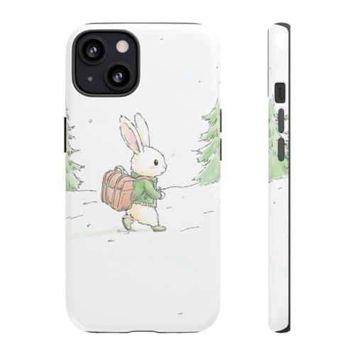 Coque rigide mate iPhone 13 vert antichoc motif lapin