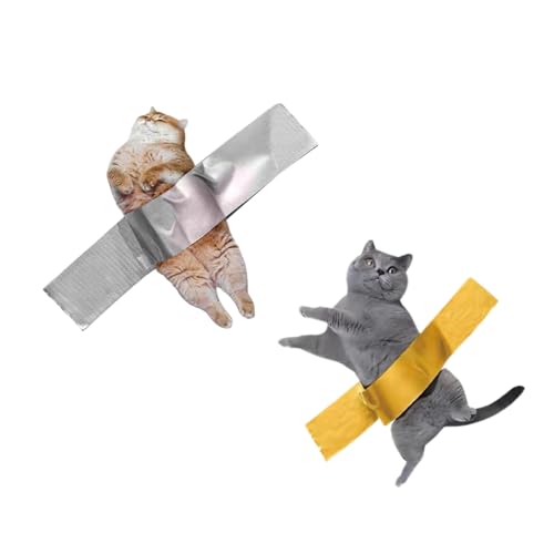 Funny Meme Cat Scratch Cover Car Stickers+1 Free Random – Waterproof Vinyl Bumper Decal for Hiding Scratches, Rust & Small Dents – Cute Fat & Gray cat Designs for Cars, Trucks, Motorcycles & Laptops