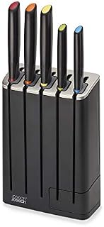 Joseph Joseph Elevate Knives SlimBlock Stainless Steel 5 Piece Kitchen Knife Block Set with ceramic sharpener  Black
