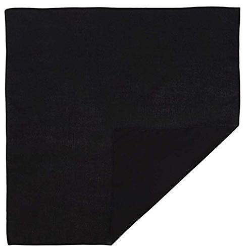 One Dozen 12pcs Solid Black Bandanas 100% Cotton by M.H.I.