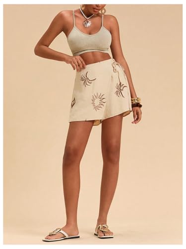 Image of SweatyRocks Women's Boho Mini Skirts Floral Shorts Tie Side Wrap Skorts