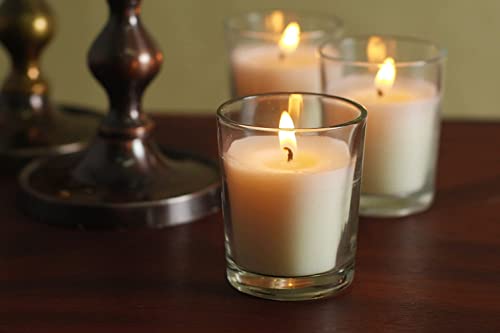 Hosley FBAC-H20603ON-4-EA 48 Pack Ivory Unscented Clear Glass Filled Votive Candles. Hand Poured Wax Candle Ideal Gifts thumb #2