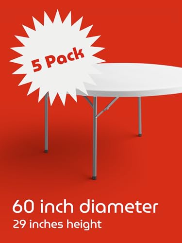 Mesa de juego redonda plegable de 60 pulgadas, pack de 5 miniatura 2