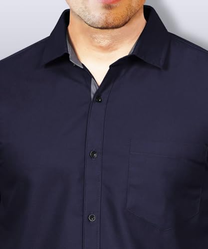 Image of Teaserwear Mens Slim Fit Casual Shirt | Solid Polo Neck Design | Premium Cotton Blend Fabric | Full Sleeve Formal and Casual Wear for Men