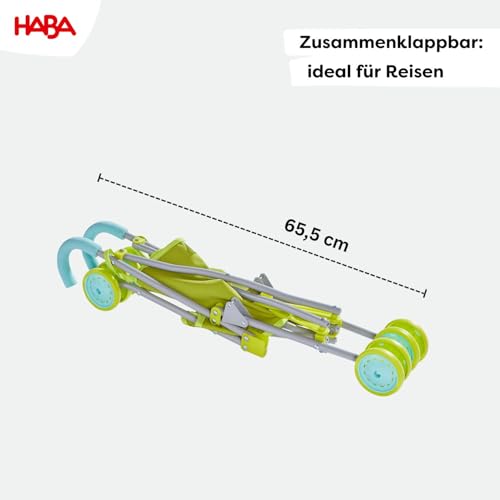 HABA Puppenbuggy Sommerwiese – Faltbarer Puppenwagen mit gepolsterten Griffen und waschbarem Bezug – Für Puppen und Stofftiere bis 45 cm – Puppenzubehör für Kinder ab 3 Jahren – 1306208001 – Bild 4