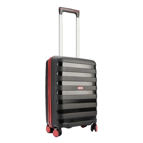 Image of Police Primex Bi-Color 20InchTrolley Bag | Hard PP Check-in Suitcase with TSA Lock & 8 Spinner Wheels | Lightweight Travel Luggage for Men & Women | Black /Red (Small)