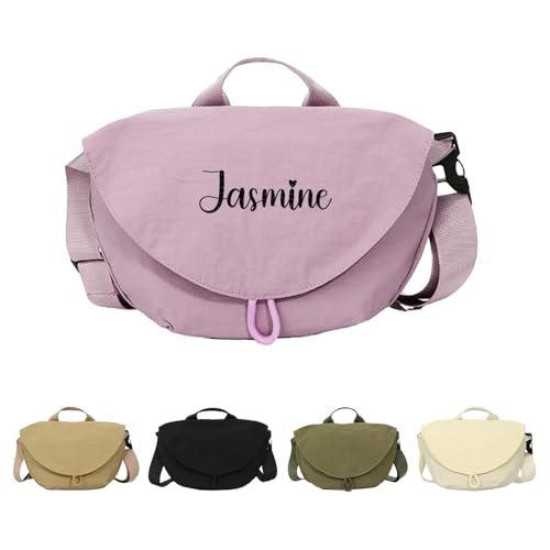 Personalized Small Crossbody Bags, Customized Dumpling Clutch with Embroidered Name, Lightweight Waterproof Hobo Bag for Daily Use