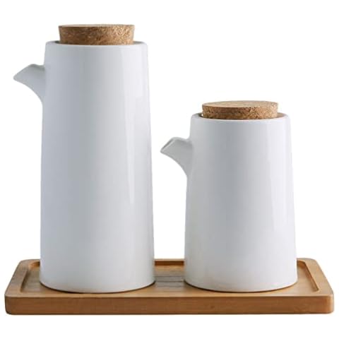 Lurrose Ölspender Keramik Speiseölkanne Auslaufsicher Ölkännchen Öltopf Speiseölspender Olivenöl Essig Spender Sojasauce Topf Sauce Dispenderflasche Cover