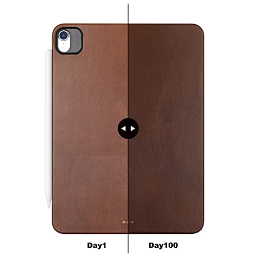 Maogoam Magnetic Leather Case Cover For Ipad Air 10.9 Gen 4/Gen 5 Compatible With Magic Keyboard, Genuine Vegetable Tanned Leather Case With Pencil Holder, [Keyboard Not Included], Dark Brown #TOP4