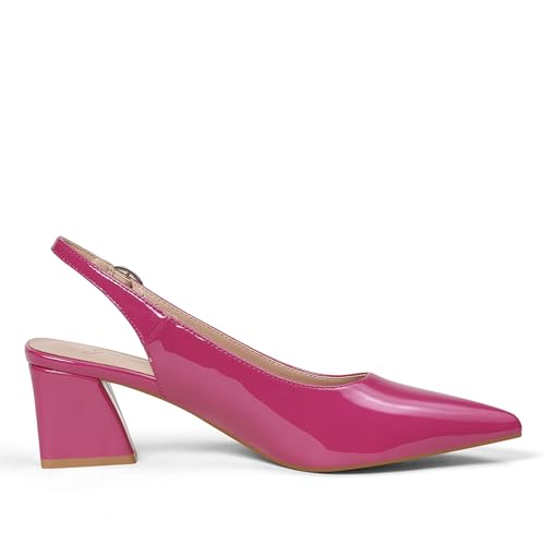 Image of GENSHUO Women's Slingback Closed Toe Block Chunky Low Heel Pumps - 2.36 Inches Office Wedding Party Dress Shoes