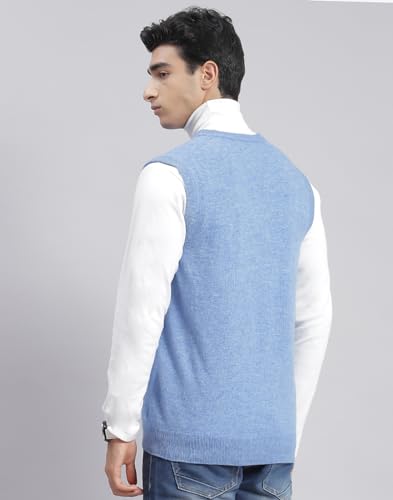 Image of Monte Carlo Off White Solid V Neck Sweater | Warm Woolen Pullover for Men | Soft Comfortable Knitted Winter Wear Sweater for Men's