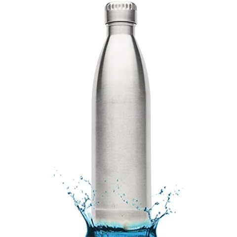 Inspired Home Living Kuel Stainless Steel Water Bottle (24Oz/750Ml) - Double-Wall & Vacuum Insulated - Sterling Silver - Eco-Friendly Water Canteen No Bpa Or Toxins Cover
