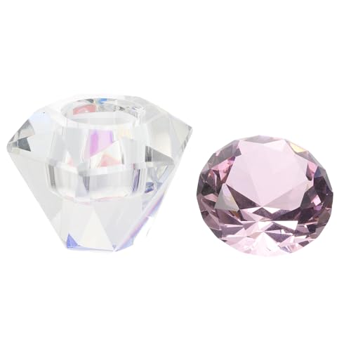 Vaso hexagonal de cristal para mezcla de uñas con tapa miniatura 1