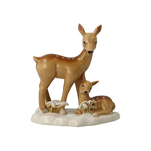 Goebel 66-704-47-1 Figurine Deer in Snow Winter Forest Stoneware Height 14 cm, Multicolor, 14cm