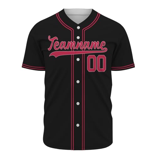 Camiseta personalizada de béisbol blanca, negra y roja sin estampados para hombres, mujeres y niños miniatura 2