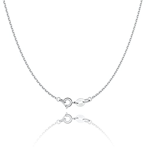 Jewlpire 925 Sterling Silver Chain Necklace Chain for Women Girls 1.1mm Cable Chain Necklace Upgraded Spring-Ring Clasp - Thin & Sturdy - Italian Quality 16/18/20/22/24 Inch