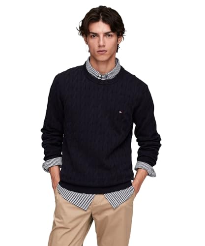 (�g�~�[�q���t�B�K�[) TOMMY HILFIGER �N���V�b�N�P�[�u���N���[�l�b�N�Z�[�^�[ MW33132 LARGE �l�C�r�[DW5