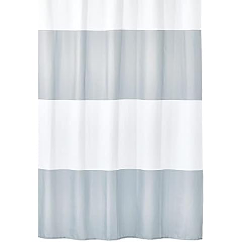 mDesign Washable Grey/White Shower Curtain Cover