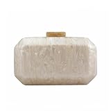 WuDiaoer Women Acrylic Clutch Purse Chic Marble Evening Handbag Wedding Clutch Box Purse Chain Shoulder Bag for Prom Party, Champagne