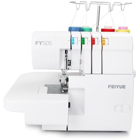 FEIYUE FY505 Serger Overlock Machine with 2/3/4 Thread Capability, Built-in Rolled Hem, Durable Heavy-Duty Metal Frame, Adjustable Differential Feed Cover