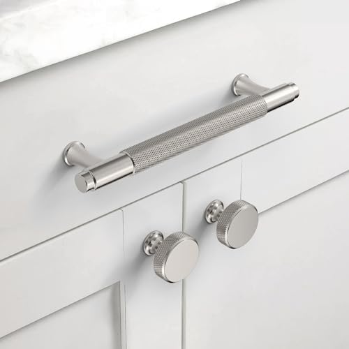 Coinkoly 10 Pack 5"(128mm) Brushed Satin Nickel Knurled Cabinet Pulls ...