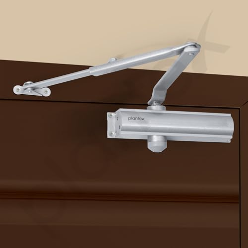 Image of Plantex Hydraulic Automatic Door Closer /Aluminium Door Closer for Wooden Door /Soft Close Door Closer for Hotel /Home /Office - ISO 9001 Certified (MI-200, Capacity - 55 kg, Silver)