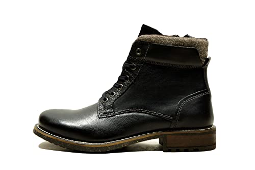 Image of Hx London Leather Men Black Stylish High Top Laceup Boot