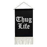 Nudquio Thug Life Cotton and Linen Hanging Posters Photos Painting Pictures Wall Art Sign for Home Living Room Office Decoration