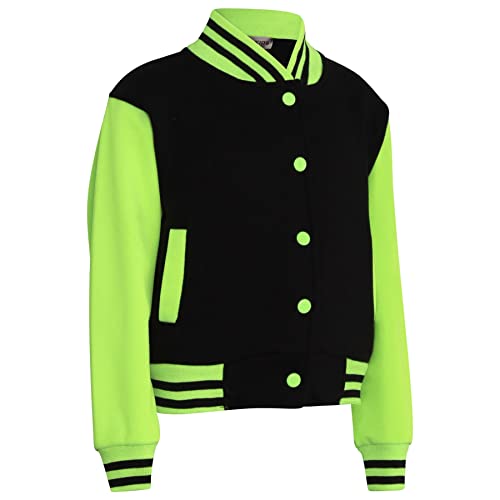 Baseball Contrast Jacket Varsity Style Coat Long Sleeves Sports New Fashion Unisex Girls Boys Age 2-13 Years3