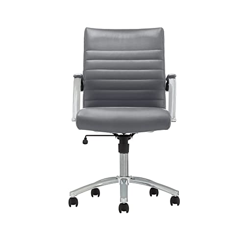 Realspace® Modern Comfort Series Winsley Bonded Leather Mid-Back Chair, Gray #TOP5