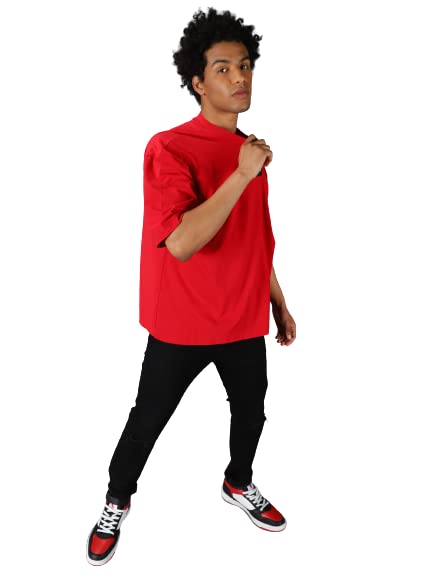 Image of URGEAR Men's Cotton Printed Drop Shoulder - Hip Hop - Down Shoulder- Baggy Loose fit- Stylish Oversized t Shirts for Men