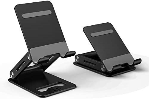 Minthouz Tablet Stand, Adjustable & Foldable Tablet Holder, Compact Aluminum Phone Stand with Anti-Slip Pads, Compatible with All 4.7 -12.9 inches Mobile Phones/E-Readers/ Tablets/ Ultrabooks - Black