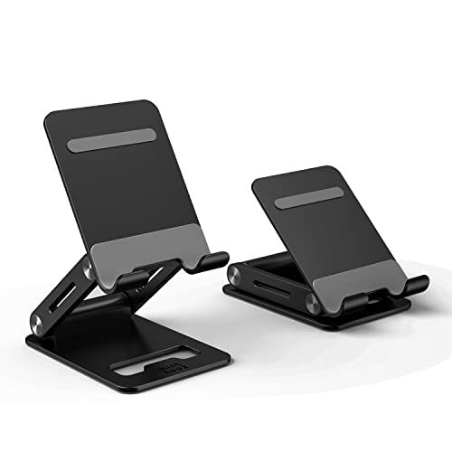 Minthouz Support de téléphone Portable, réglable et Pliable pour Bureau, Compatible avec iPhone 13 Pro Max Mini 12 11 et Plus de Smartphones de 4,7 à 7,9 Pouces - Noir Cover