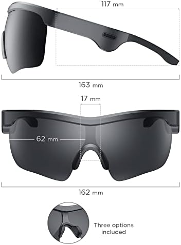 Vonaural Sound Shades Smart Audio Sports Sunglasses with Lenses UV400 & Bluetooth Connectivity, for Men&Women, CVC 8.0 Noise Cancelling Clear Call, IP5 Waterproof, 5H for Travel/Sports