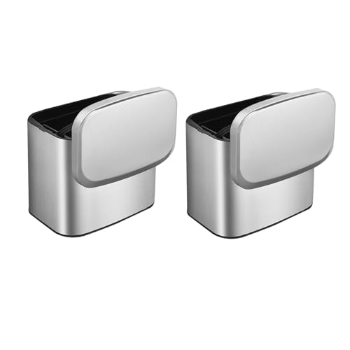 Dxoniislh 2X Contenedor de Abono Colgante de Acero Inoxidable, de Basura Montado en la Pared de 1,05 Galones con Tapa, de Basura para de Puerta de Gabinete de Cocina
