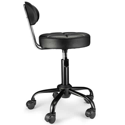 FNZIR Banqueta giratória com rodas e altura ajustável, cadeira de desenho, cadeira de spa, encosto p